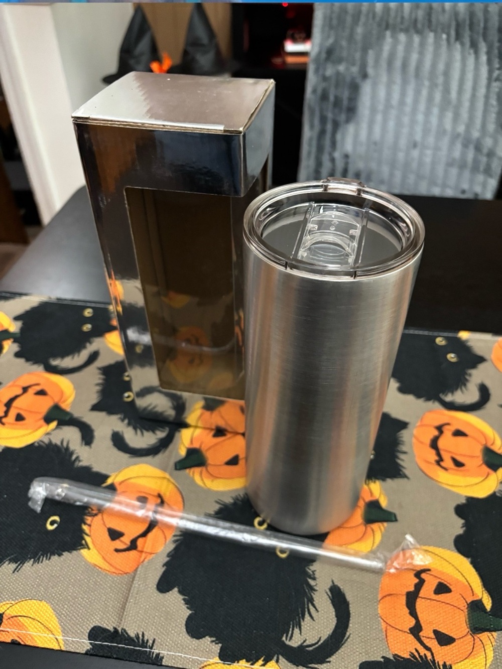 Silver Stainless Steel Tumbler with Straw - Silver 30 oz